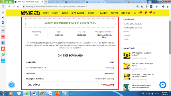 Hình Ảnh Hướng Dẫn Mua Hàng Online Tại Website Music City